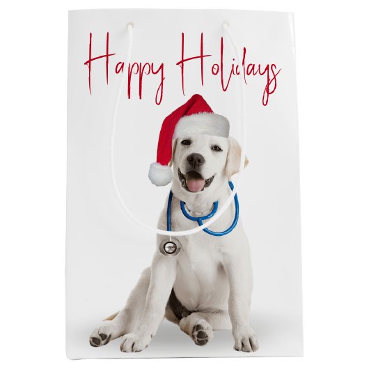 Kerstdokter Labrador Retriever Medium Cadeauzakje (Voorkant)