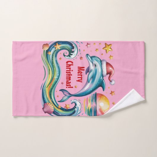 Kerstdolfijn in een tropisch paradijs bad handdoek (Handdoek)