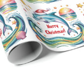 Kerstdolfijn in een tropisch paradijs cadeaupapier (Rol Hoek)