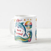 Kerstdolfijn in een tropisch paradijs koffiemok (Voorkant links)