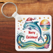 Kerstdolfijn in een tropisch paradijs sleutelhanger (Voorkant)