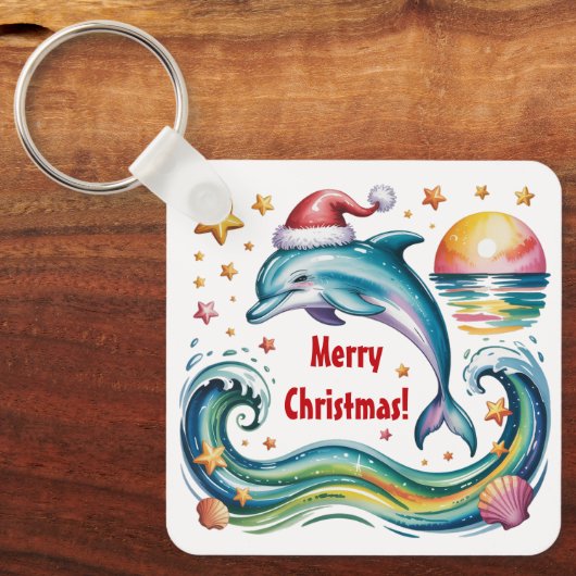 Kerstdolfijn in een tropisch paradijs sleutelhanger (Voorkant)
