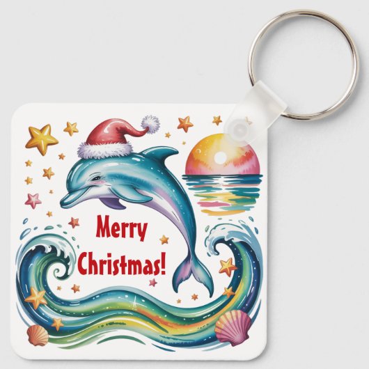 Kerstdolfijn in een tropisch paradijs sleutelhanger (Achterkant)