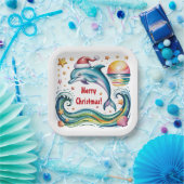 Kerstdolfijn in het paradijs papieren bordje (Feest)