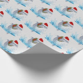 Kerstdolfijn met krans cadeaupapier (Hoek)