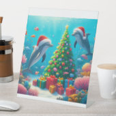 Kerstdolfijnen Reclamebord Met Voetstuk (Insitu)