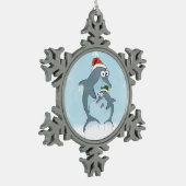Kerstdolfijnen Tin Sneeuwvlok Ornament (Links)