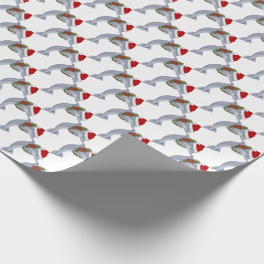 Kerstdolfijnenstrand — verpakkingspapier cadeaupapier (Hoek)