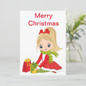 Kerstdollar met cadeautjes feestdagenkaart (Staand voorkant)