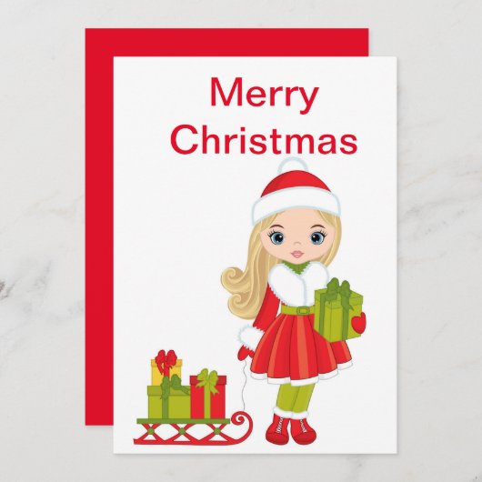 Kerstdollar met Sleigh Feestdagenkaart (Voorkant / Achterkant)