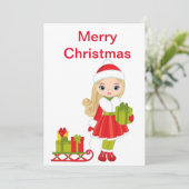 Kerstdollar met Sleigh Feestdagenkaart (Staand voorkant)