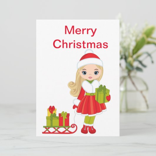 Kerstdollar met Sleigh Feestdagenkaart (Staand voorkant)