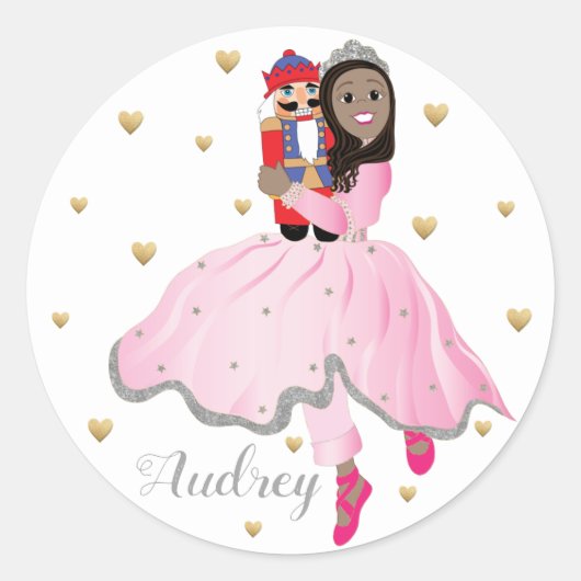Kerstdonker Haire Ballerina Clara Ronde Sticker (Voorkant)
