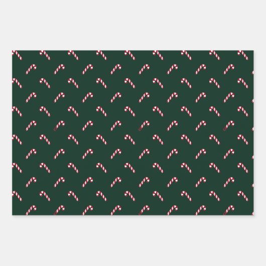 Kerstdonkergroen rood snoepgoed inpakpapier vel (Voorkant)