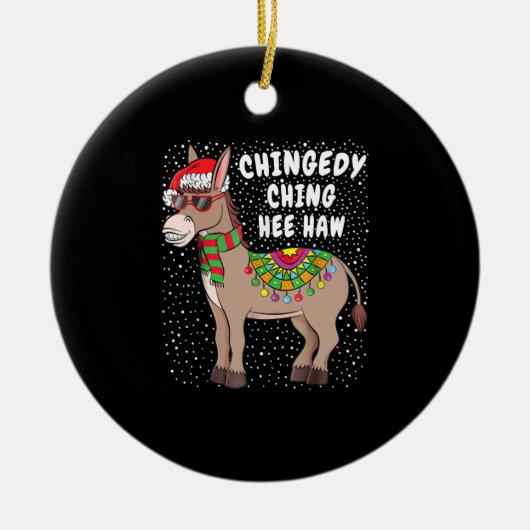 KerstDonkey Funny American Italiaanse kerstcadeau Keramisch Ornament (Voorkant)