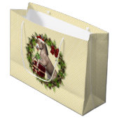 KerstDonkey Santa Holiday Gift Bag Large Cadeautasje (Voorkant Gekanteld)