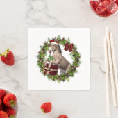 KerstDonkey Santa White Cocktail Napkin Servet (Insitu)