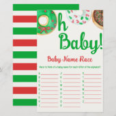 kerstdonut Baby shower Baby naam Race Game (Voorkant / Achterkant)