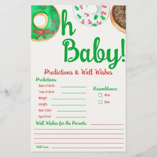Kerstdonut Baby shower Predicted Game (Voorkant)