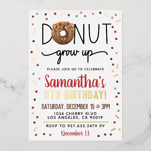 Kerstdonut vergroot de uitnodiging tot Folie op za (Voorkant)