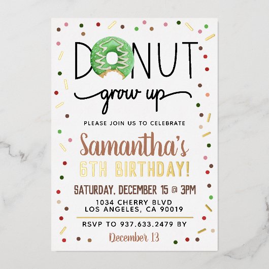 Kerstdonut vergroot de uitnodiging tot Folie op za (Voorkant)