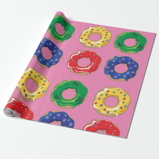 kerstdonuts cadeaupapier (Uitgerold)