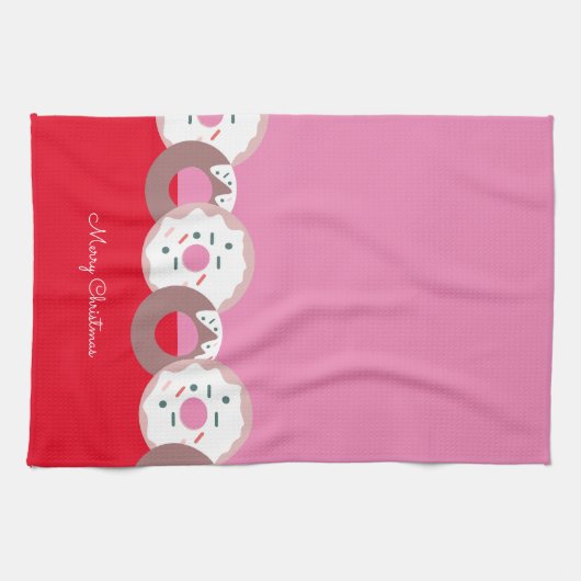 kerstdonuts Sprinkles Bakery Merry Kerstmis Theedoek (Horizontaal)