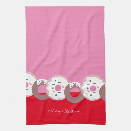 kerstdonuts Sprinkles Bakery Merry Kerstmis Theedoek (Verticaal)