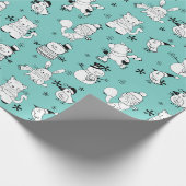Kerstdoodle Animals Patroon Cadeaupapier (Hoek)