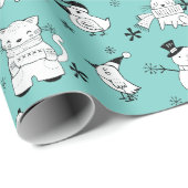 Kerstdoodle Animals Patroon Cadeaupapier (Rol Hoek)