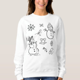 Kerstdoodle Snowman Funny Black and White Trui