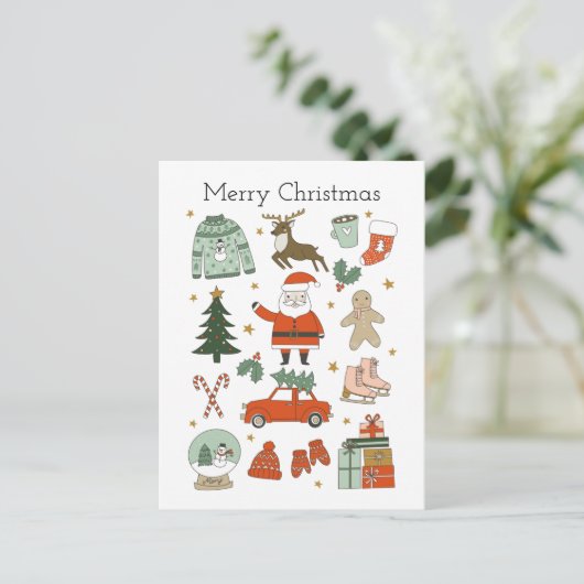 Kerstdoodles leuke vakantie-Briefkaart Briefkaart (Staand voorkant)