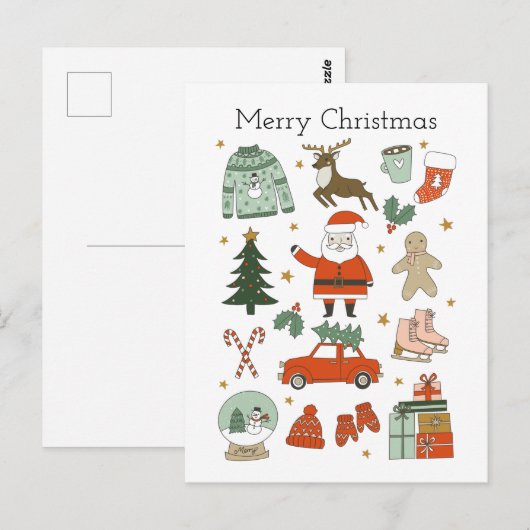 Kerstdoodles leuke vakantie-Briefkaart Briefkaart (Voorkant / Achterkant)