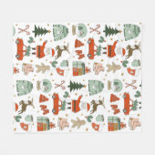 Kerstdoodles schattige feestdag fleece deken (Voorkant (Horizontaal))