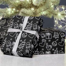 Kerstdoodles Zwart & Wit Minimalistisch cadeau