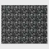 Kerstdoodles Zwart & Wit Minimalistisch cadeau Cadeaupapier (Vlak)