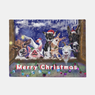 Kerstdoormat Fun Animal Party Merry kerst Deurmat