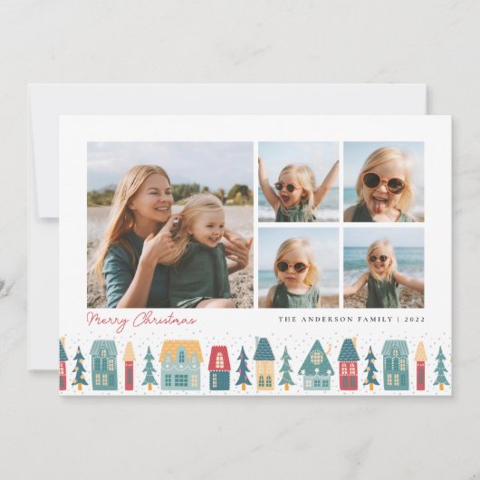 kerstdorp | 5 Foto-collage Feestdagenkaart (Voorkant)