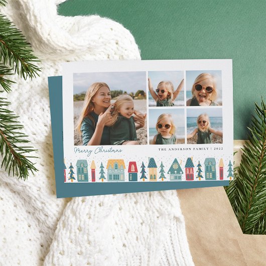 kerstdorp | 5 Foto-collage Feestdagenkaart