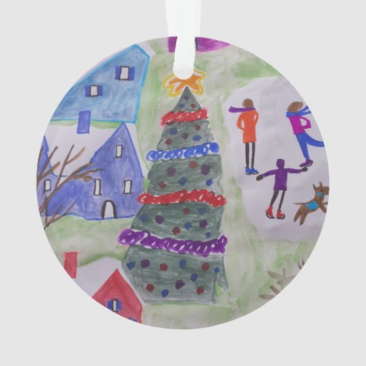 kerstdorp Acrylisch Ornament (achterkant)