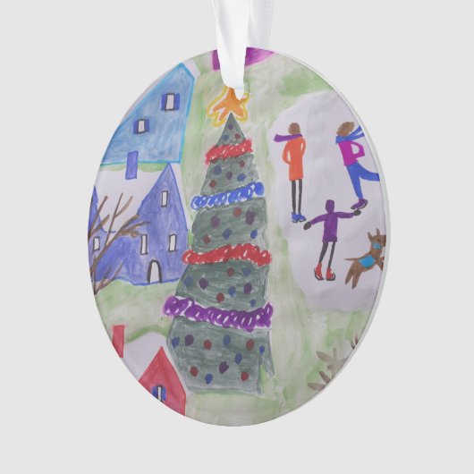 kerstdorp Acrylisch Ornament (voorkant)