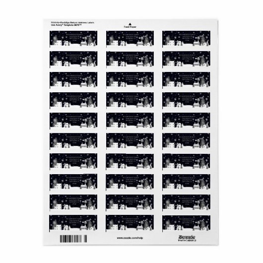 Kerstdorp Adresetiketten Etiket (Full Sheet)