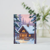 Kerstdorp Bos Winter Sneeuw Feestdagenkaart (Staand voorkant)