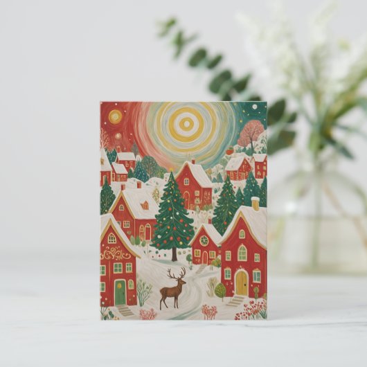 kerstdorp briefkaart (Staand voorkant)