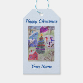 kerstdorp cadeaulabel
