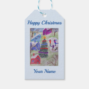 kerstdorp cadeaulabel