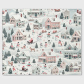 kerstdorp cadeaupapier (Vlak)