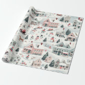 kerstdorp cadeaupapier (Uitgerold)