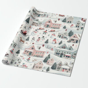 kerstdorp cadeaupapier