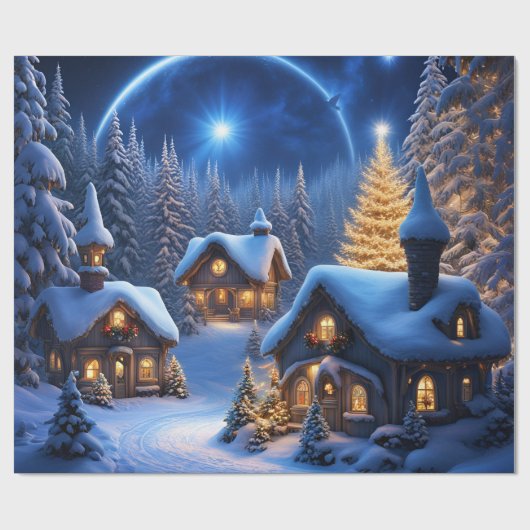 kerstdorp cadeaupapier (Vlak)